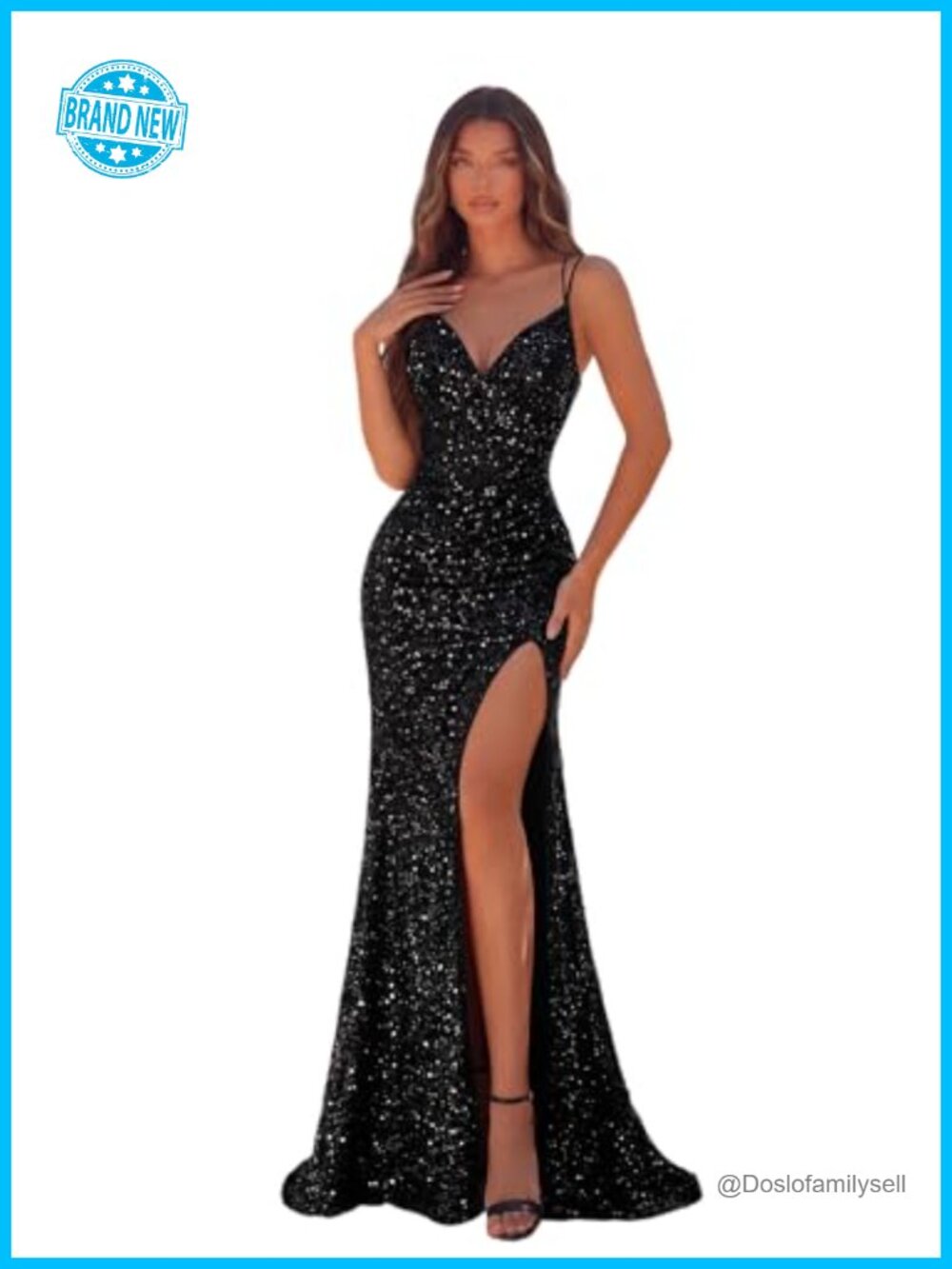 Sequin Tulle Bodycon Floor Length Formal Evening Gown Dress